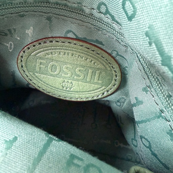 Fossil Maddox Green Leather Satchel Bag Rare - Picture 15 of 16
